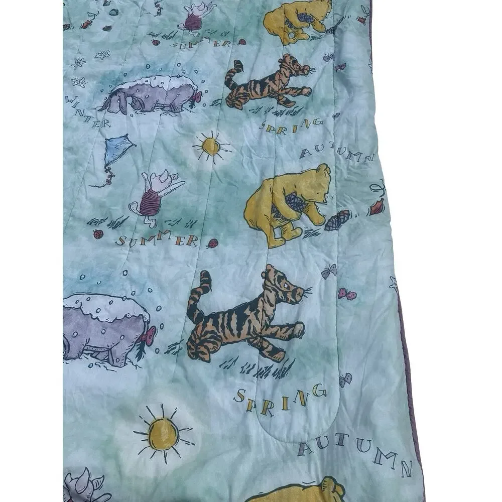 Vintage Classic Pooh Comforter Queen Reversible Four Seasons With Pillow Case